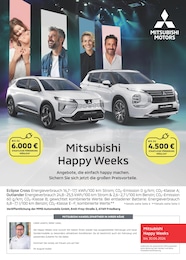Werkstatt & Auto Prospekt von Mitsubishi in Neuburg Aktueller Mitsubishi Werkstatt & Auto Prospekt für Neuburg: Mitsubishi Happy Weeks mit 1 Seite, 16.03.2026 - 12.04.2026