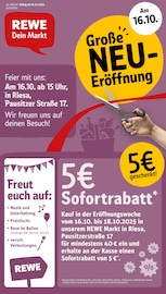 REWE Biomärkte Prospekt der aktuellen Woche mit 34 Seiten, gültig von 13.10.2025 bis 18.10.2025, in Riesa und Umgebung Aktueller REWE Biomärkte Prospekt in Riesa und Umgebung, "Dein Markt" mit 34 Seiten, 13.10.2025 - 18.10.2025