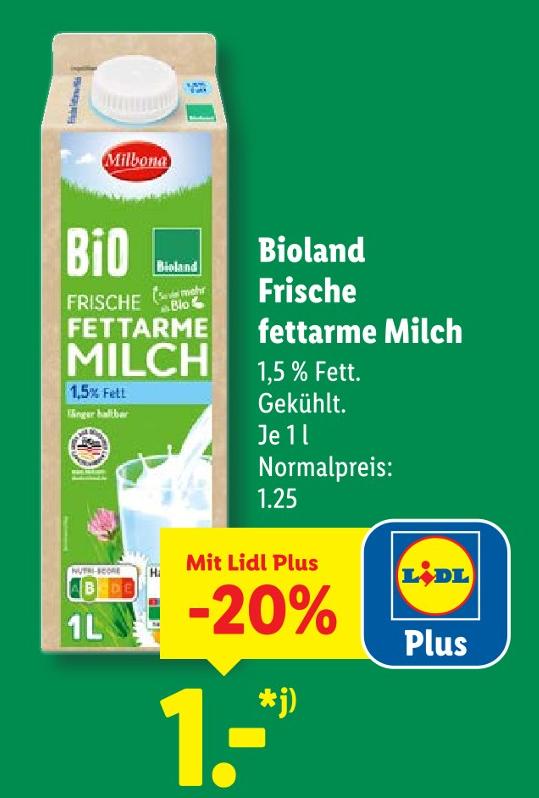 Bioland Frische fettarme Milch