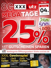 Aktueller XXXLutz Möbelhäuser Möbel & Einrichtung Prospekt in Worbis und Umgebung, "MEGATAGE" mit 4 Seiten, 25.09.2025 - 12.10.2025