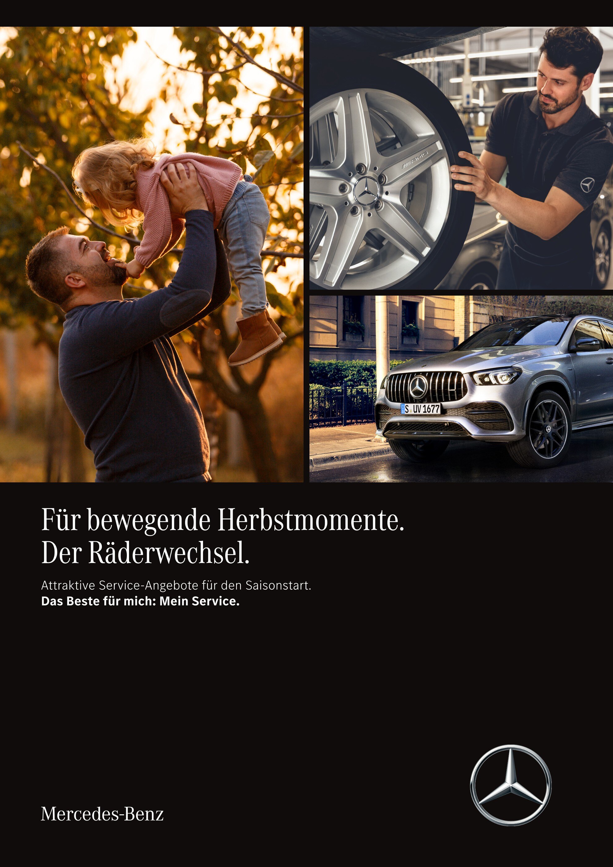 Mercedes-Benz Prospekt für Weilerswist mit 4 Seiten Mercedes-Benz Prospekt für Weilerswist: "Für bewegende Herbstmomente. Der Räderwechsel.", 4 Seiten, 01.10.2021 - 25.11.2021