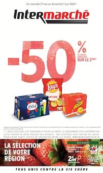 Catalogue Intermarché Super de la semaine 21, "-50% DE REMISE IMMÉDIATE SUR LE 2ÈME", page 1, 27/05/2026 - 07/06/2026 Prospectus Intermarché Super en cours, "-50% DE REMISE IMMÉDIATE SUR LE 2ÈME", page 1 sur 28