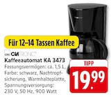 Kaffeeautomat KA 3473 Angebote von Clatronic bei E center Singen für 19,99 €