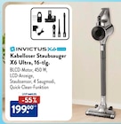 Kabelloser Staubsauger X6 Ultra, 16-tlg. von Invictus für 199,00 € bei ALDI SÜD im Angebot Kabelloser Staubsauger X6 Ultra, 16-tlg. von Invictus im aktuellen ALDI SÜD Prospekt