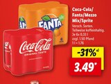 Softdrinks von Coca-Cola/Fanta/Mezzo Mix/Sprite für 3,49 € bei Lidl im Angebot Softdrinks von Coca-Cola/Fanta/Mezzo Mix/Sprite im aktuellen Lidl Prospekt