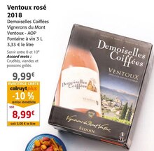 Colruyt Dijon - Ventoux rosé 2018 Promo Ventoux rosé 2018 dans le catalogue Colruyt "Vins Les rosés printemps - été" à Dijon