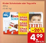 Kinder Schokolade oder Yogurette Angebote bei Netto Marken-Discount Karlsruhe für 4,99 €