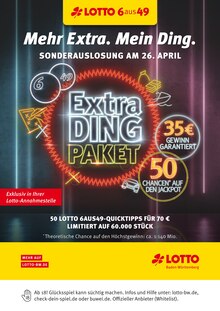 Aktueller Lotto Baden-Württemberg Nagold Prospekt "Mehr Extra. Mein Ding." mit 1 Seite
