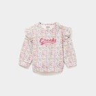 Sweat col rond molletonné avec volants ecru bébé fille à 12,99 € dans le catalogue La Halle