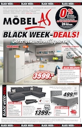 Möbel AS Prospekt für Weisenbach mit 16 Seiten Möbel AS Prospekt für Weisenbach: "BLACK WEEK-DEALS!", 16 Seiten, 22.11.2025 - 06.12.2025