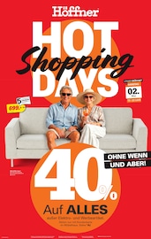 Aktueller Höffner Möbel & Einrichtung Prospekt in Mönchenholzhausen und Umgebung, "Hot Shopping Days" mit 4 Seiten, 22.04.2026 - 05.05.2026