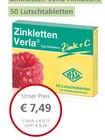 Zink + C Typ Himbeere von Verla im aktuellen LINDA Premiumapotheke Prospekt für 7,49 €