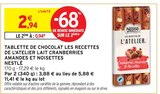 Tablette de chocolat les recettes de l'atelier lait cranberries amandes et noisettes - NESTLÉ en promo chez Intermarché Romans-sur-Isère à 0,94 €