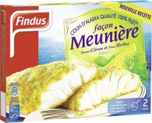 Colin - FINDUS dans le catalogue Géant Casino Filets colin d’Alaska façon meunière citron herbe surgelés - FINDUS à 2,02 € en promo chez Géant Casino