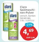 Spülmaschinen-Pulver von Claro für 4,69 € bei budni im Angebot Spülmaschinen-Pulver von Claro im aktuellen budni Prospekt