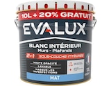 Peinture blanche intérieure 2 en 1 sous couche intégrée mat 10 L + 20% gratuit - Evalux - Brico Dépôt à Annemasse Peinture blanche intérieure 2 en 1 sous couche intégrée mat 10 L + 20% gratuit - Evalux en promo chez Brico Dépôt Annemasse à 44,90 €