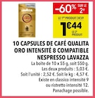 10 capsules de café Qualita Oro intensité 8 compatible Nespresso - Lavazza en promo chez Supeco Marseille à 1,44 €