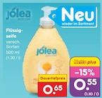 Flüssigseife im Angebot bei Netto Marken-Discount in Rheda-Wiedenbrück Flüssigseife Angebote von Jolea bei Netto Marken-Discount Rheda-Wiedenbrück für 0,55 €