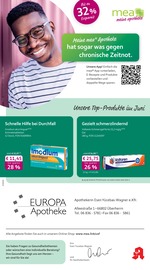 mea - meine apotheke Apotheken Prospekt der aktuellen Woche mit 4 Seiten, gültig von 01.06.2026 bis 30.06.2026, in Überherrn und Umgebung Aktueller mea - meine apotheke Apotheken Prospekt in Überherrn und Umgebung, "Unsere Juni-Angebote" mit 4 Seiten, 01.06.2026 - 30.06.2026