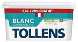 Peinture(d) cuisine et salle de bains Tollens blanc satin 2,5 L + 20% gratuit - Tollens en promo chez Castorama Marseille à 39,90 €