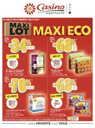 Catalogue Casino Supermarchés du moment, 20/06/2022 - 03/07/2022 Prospectus Casino Supermarchés en cours, "MAXI LOT, MAXI ECO", 19 pages