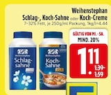 Schlag-Sahne im Angebot bei EDEKA in Germering Schlag-Sahne Angebote von Weihenstephan bei EDEKA Germering für 1,11 €