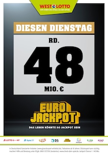 Aktueller Westlotto Prospekt "Diesen Dienstag rd. 48 Mio. €" Seite 1 von 3 Seiten für Mönchengladbach