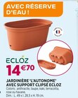 Delbard - JARDINIÈRE ‘L’AUTONOME’ AVEC SUPPORT CLIPSÉ : offre du catalogue Promo JARDINIÈRE ‘L’AUTONOME’ AVEC SUPPORT CLIPSÉ à 14,70 € dans le catalogue Delbard ""