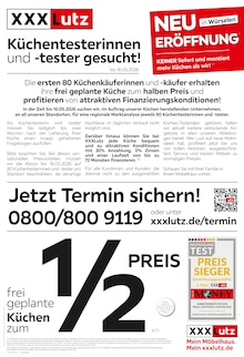 XXXLutz Möbelhäuser Prospekt Küchentesterinnen und -tester gesucht! mit 27 Seiten