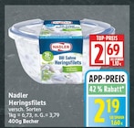 Dill Sahne Heringsfilets von Nadler für 2,19 € bei EDEKA im Angebot Dill Sahne Heringsfilets von Nadler im aktuellen EDEKA Prospekt