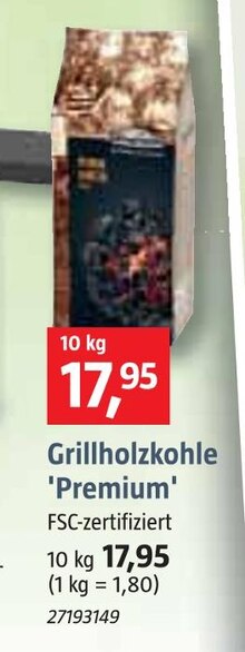 BAUHAUS Bad Nenndorf - Grillholzkohle 'Premium' Grillholzkohle 'Premium' Angebot bei BAUHAUS Bad Nenndorf im Prospekt Handzettel KW 27
