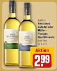 Alkoholische Getraenke im REWE Prospekt Hansjakob Gutedel oder Müller- Thurgau Qualitätswein im aktuellen REWE Prospekt für 2,99 €