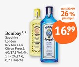Sapphire London Dry Gin im Angebot bei tegut in Fürth Sapphire London Dry Gin Angebote von Bombay bei tegut Fürth für 16,99 €
