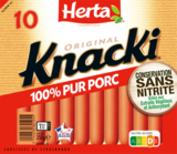 34% CAGNOTTÉS<BR>SUR VOTRE COMPTE<CAGNOTTE> SUR LA GAMME HERTA KNACKI CONSERVATION SANS NITRITE ET TAUX DE SEL REDUIT - HERTA en promo chez Auchan Hypermarché 34% CAGNOTTÉS<BR>SUR VOTRE COMPTE<CAGNOTTE> SUR LA GAMME HERTA KNACKI CONSERVATION SANS NITRITE ET TAUX DE SEL REDUIT - HERTA dans le catalogue Auchan Hypermarché