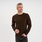 Pull col rond manches longues marron foncé homme dans le catalogue La Halle