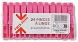 Lot de 24 pinces à linge en promo chez Super U Lot de 24 pinces à linge dans le catalogue Super U