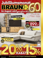 BRAUN Möbel-Center Bad Dürrheim Prospekt der aktuellen Woche, gültig von 01.08.2026 bis 22.08.2026 Aktueller BRAUN Möbel-Center Bad Dürrheim Prospekt "Jubiläumsmonat" mit 20 Seiten