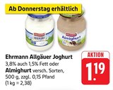 Allgäuer Joghurt 3,8% Fett Angebote von Ehrmann bei E center Nürtingen für 1,19 €