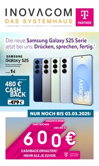 Aktueller INOVACOM Lindlar Prospekt "Die neue Samsung Galaxy S25 Serie jetzt bei uns: Drücken, sprechen, fertig." mit 7 Seiten