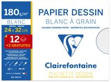 Clairefontaine - Pochette papier à dessin  - 15 feuilles (dont 3 gratuites) - 24 x 32 cm - 180 gr - blanc à Bureau Vallée dans Saint-Laurent-de-Brèvedent