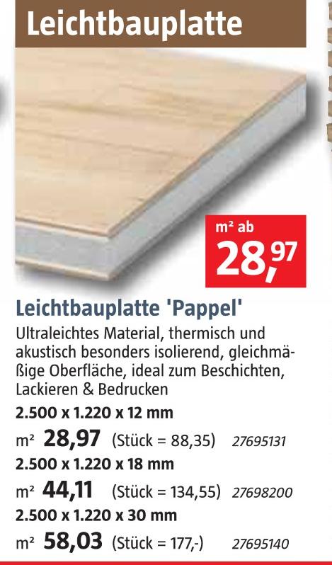 BAUHAUS Kirrweiler - Leichtbauplatte 'Pappel' Leichtbauplatte 'Pappel' Angebot bei BAUHAUS Kirrweiler im Prospekt Handzettel KW 48