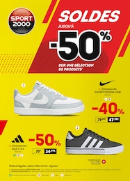 Catalogue Sport 2000 avec 2 pages de promos Prospectus Sport 2000, "SOLDES jusqu'à -50%", pages, 25/06/2025 - 22/07/2025