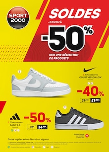 Prospectus Sport 2000 de la semaine "SOLDES jusqu'à -50%" avec 1 pages, valide du 25/06/2025 au 22/07/2025 pour Frontignan et alentours