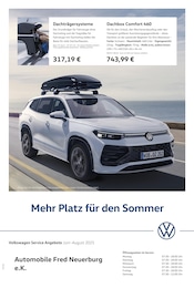 Volkswagen Prospekt "Mehr Platz für den Sommer", 1 Seite, 01.06.2025 - 01.06.2025 Aktueller Volkswagen Prospekt, "Mehr Platz für den Sommer", mit Angeboten der Woche, gültig von 01.06.2025 bis 01.06.2025