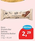 Protein Bar Deluxe Pistachio Butter von KoRo für 2,29 € bei budni im Angebot Protein Bar Deluxe Pistachio Butter von KoRo im aktuellen budni Prospekt