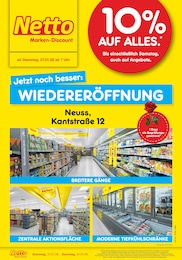Netto Marken-Discount Prospekt für Neuss mit 4 Seiten Netto Marken-Discount Prospekt für Neuss: "Wiedereröffnung - 10% auf ALLES", 4 Seiten, 27.01.2026 - 31.01.2026