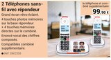 2 Téléphones sans-fil avec répondeur en promo chez Technicien de Santé Troyes à 99,90 €