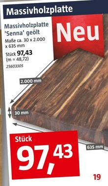 BAUHAUS Münster - Massivholzplatte 'Senna' geölt Massivholzplatte 'Senna' geölt Angebot bei BAUHAUS Münster im Prospekt "Handzettel KW 32"