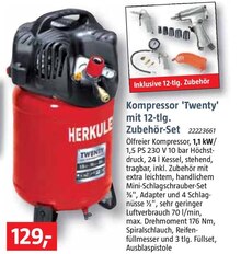 BAUHAUS Stolberg - Kompressor 'Twenty' mit 12-tlg. Zubehör-Set Kompressor 'Twenty' mit 12-tlg. Zubehör-Set Angebot bei BAUHAUS Stolberg im Prospekt "Handzettel KW 31"