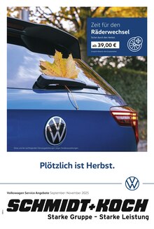 Volkswagen Prospekt der KW 36 "Herbstliche Angebote." Aktueller Volkswagen Prospekt "Herbstliche Angebote." Seite 1 von 1 Seiten